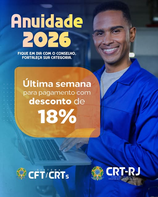 Anuidade 2026: última semana para desconto de 18% no pagamento à vista