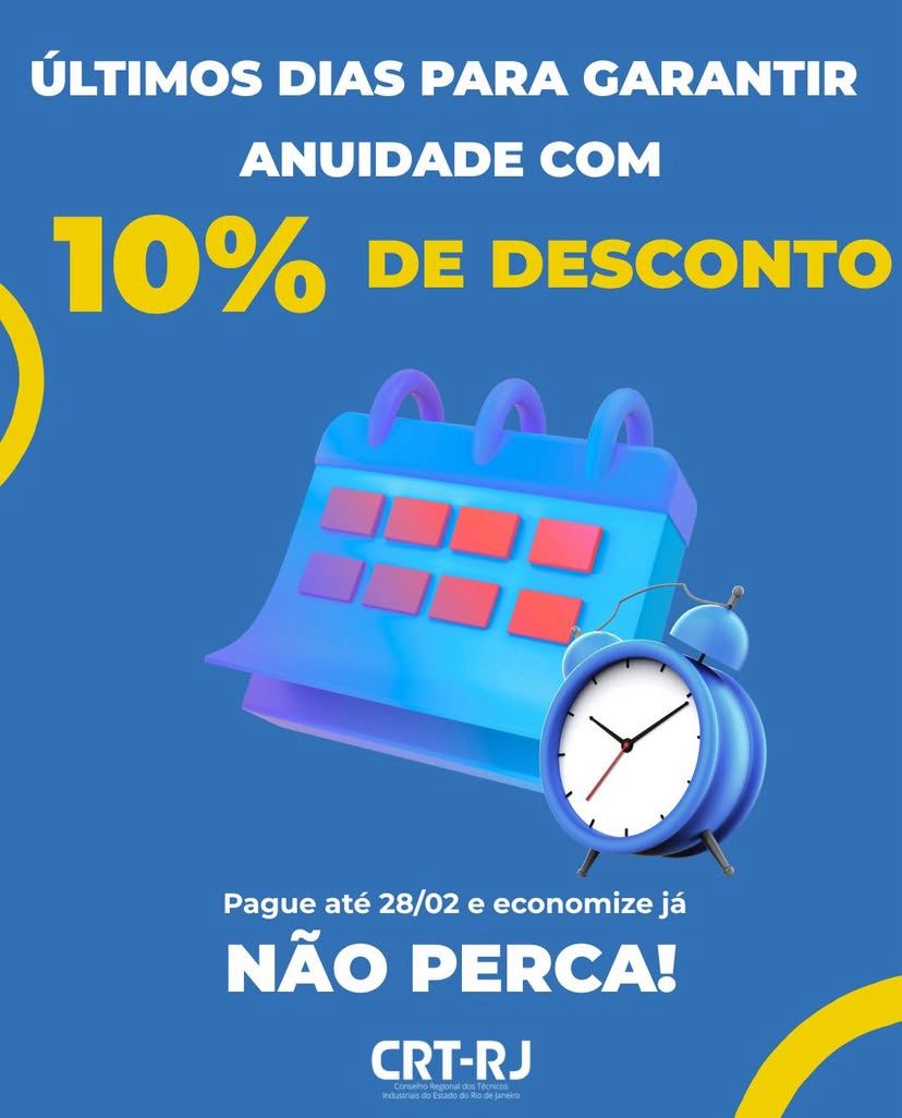Últimos dias para pagar a anuidade com 10% de desconto