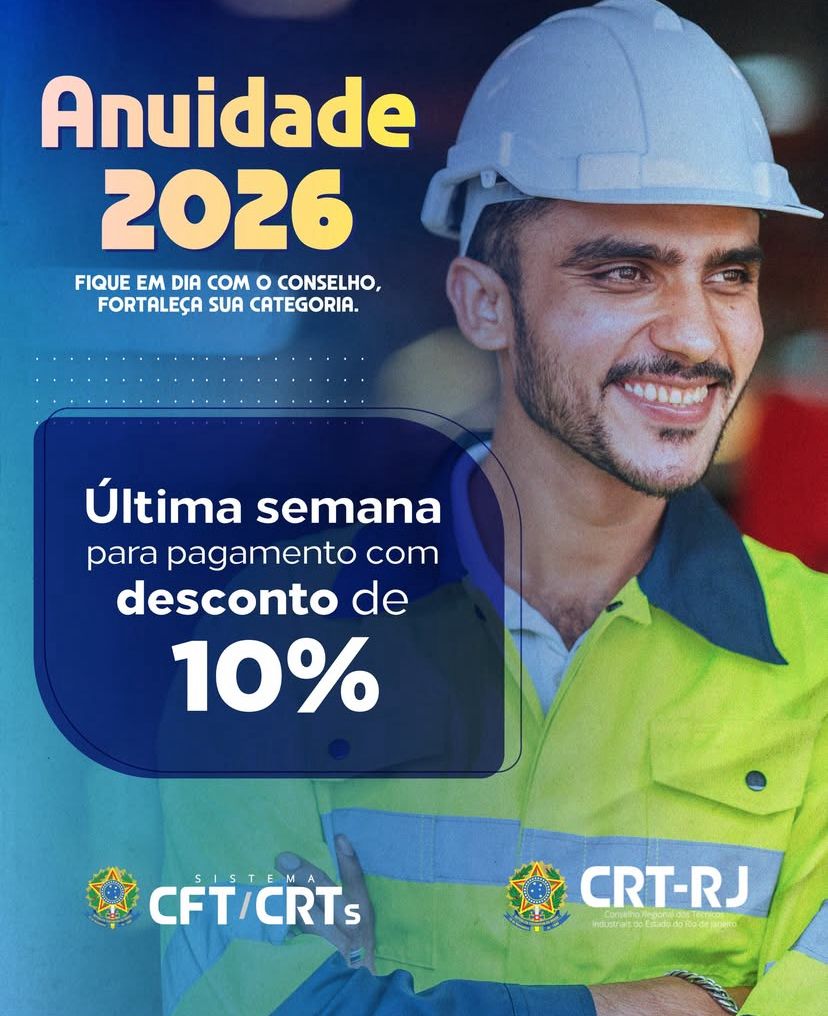 Últimos dias: 10% de desconto na anuidade do CRT-RJ