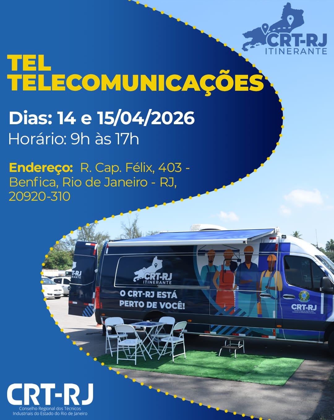 CRT Itinerante chega à empresa Tel Telecomunicações nos dias 14 e 15 de abril
