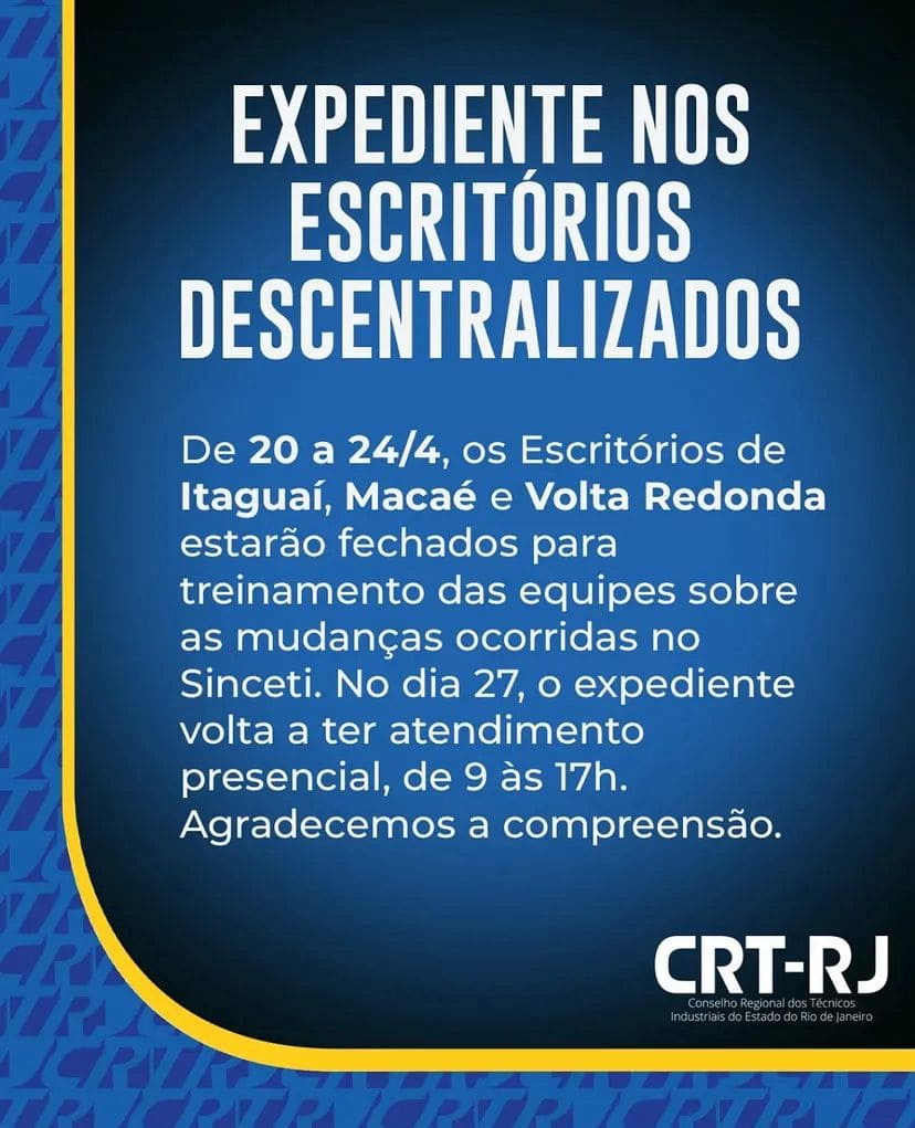 Expediente nos escritórios descentralizados