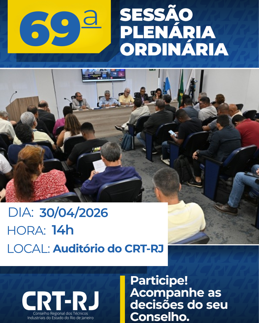Participe da 69ª Sessão Plenária Ordinária