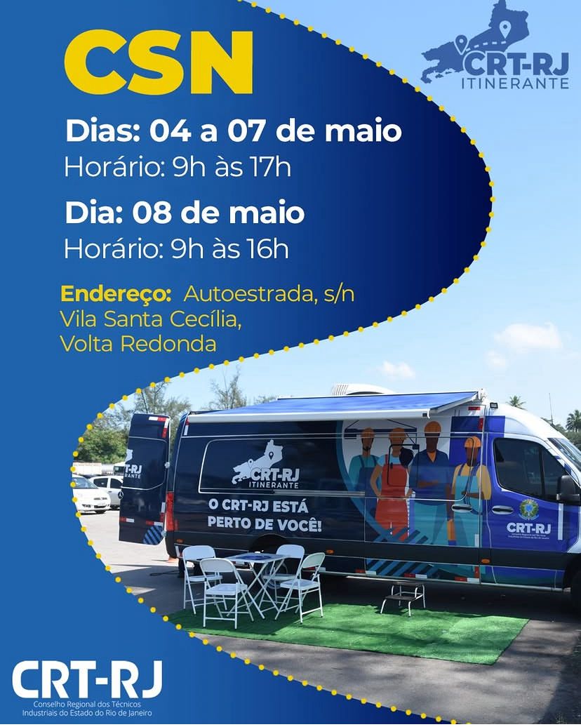 CRT Itinerante chega à CSN em Volta Redonda para facilitar serviços aos técnicos