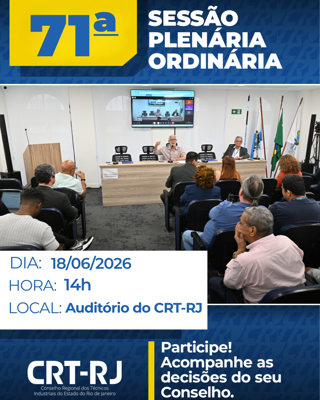 Participe da 71ª Sessão Plenária Ordinária