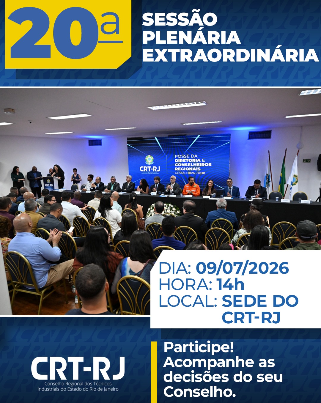 Participe da 20ª Sessão Plenária Extraordinária do CRT-RJ