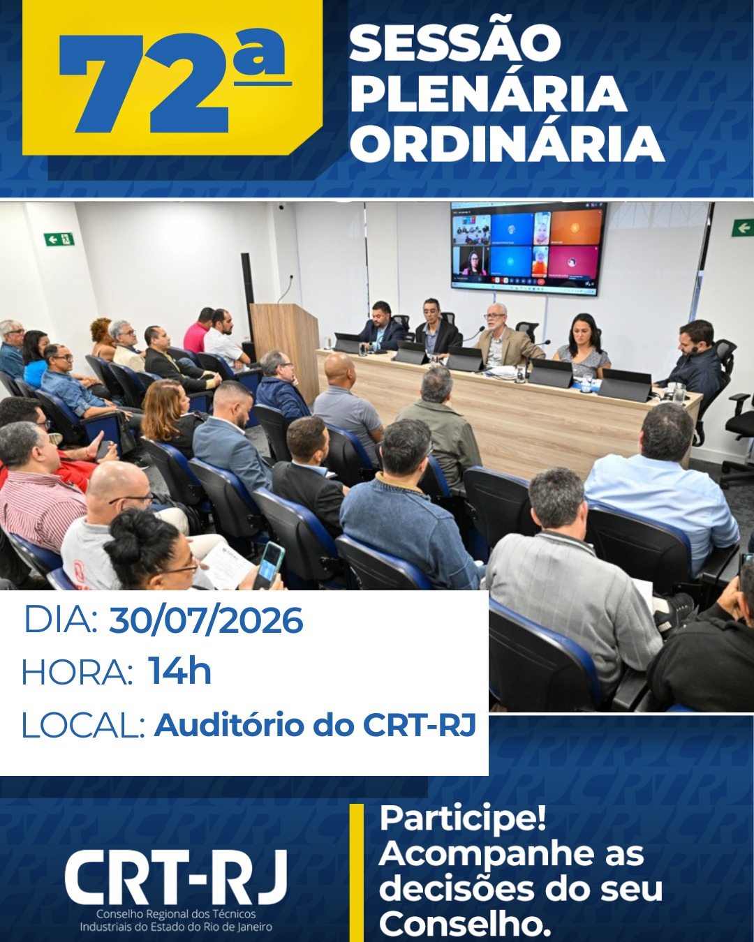 Participe da 72ª Sessão Plenária Ordinária