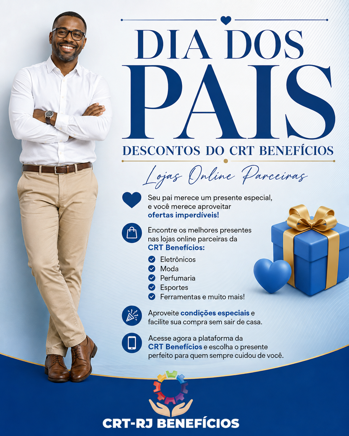 DIA DOS PAIS: CRT BENEFÍCIOS OFERECE DESCONTOS EM LOJAS ONLINE PARCEIRAS