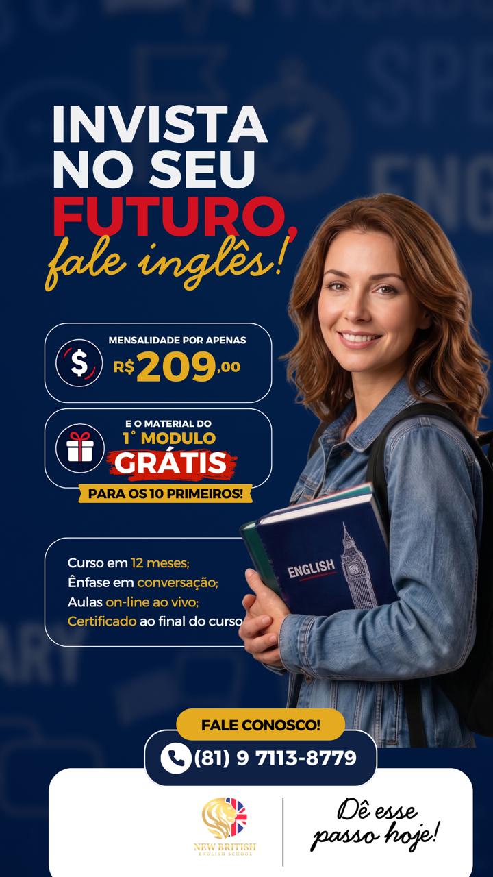 CRT Benefícios : Promoção da New Britsh English School até final de agosto