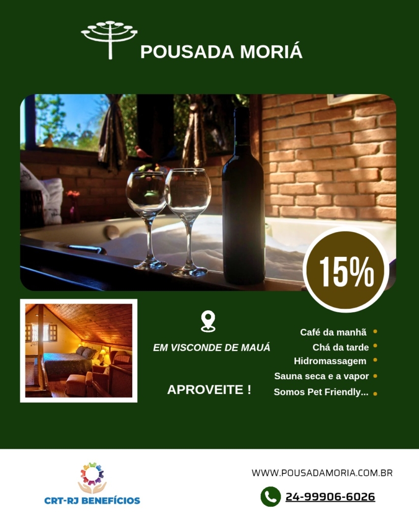 Desconto Exclusivo para Técnicos do CRT-RJ na Pousada Moriá!