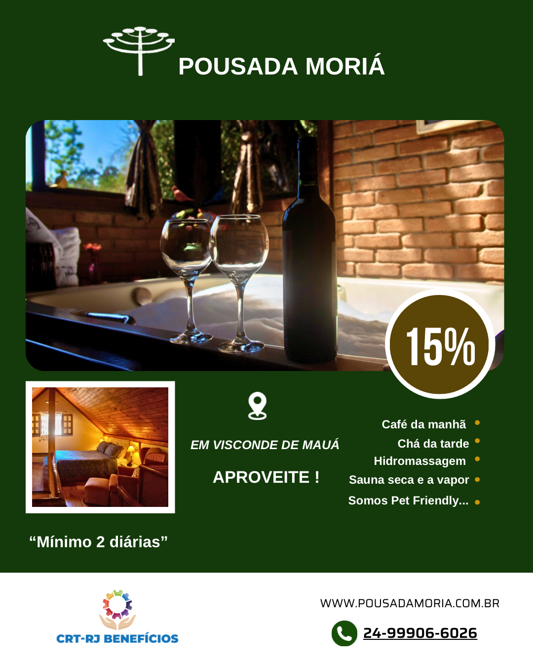 Desconto Exclusivo para Técnicos do CRT-RJ na Pousada Moriá!