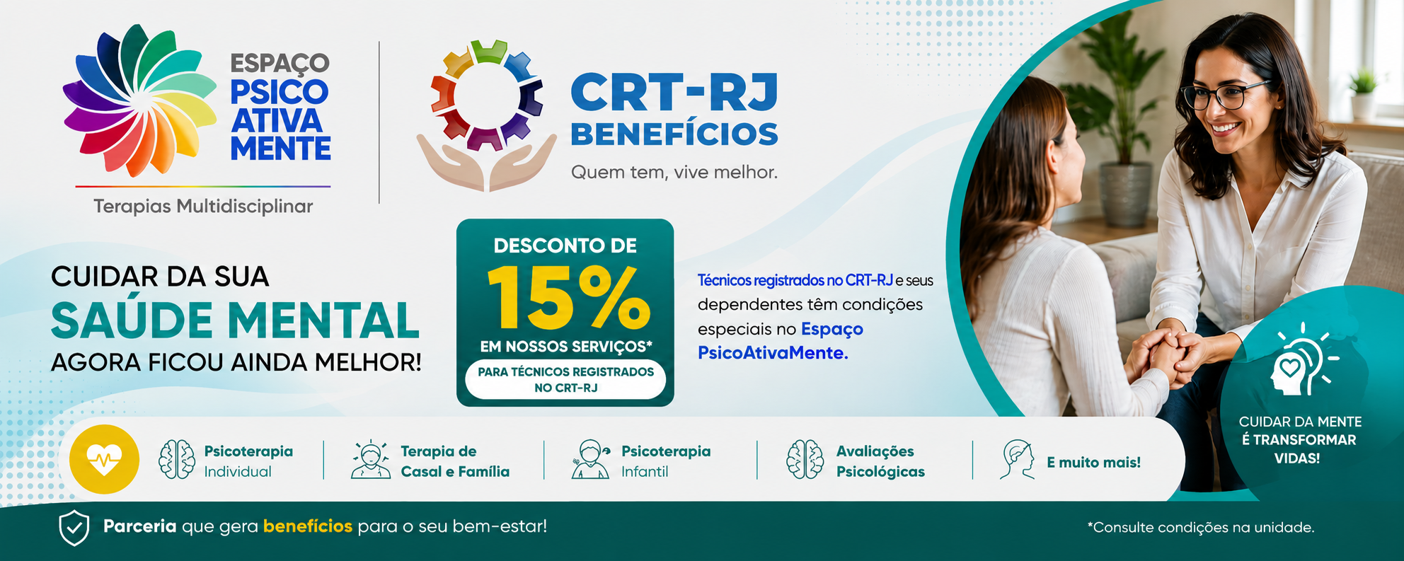15% de Desconto no Espaço PsicoAtivaMente – Terapia Multidisciplinar